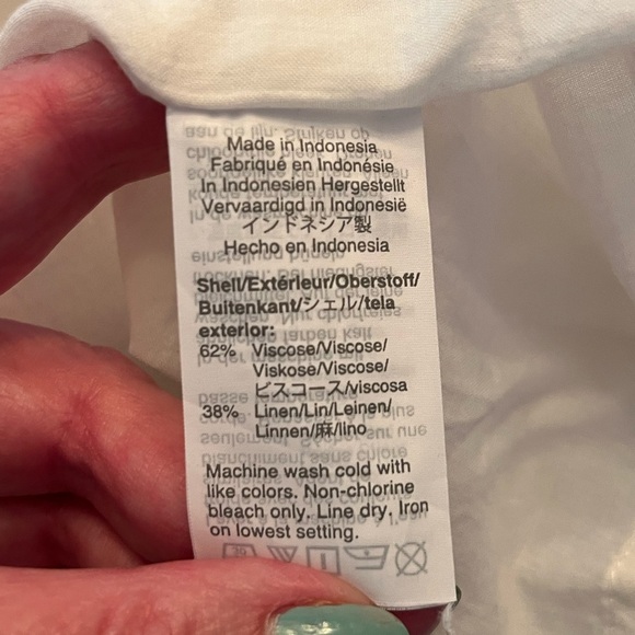 Madewell Dress Linen Blend White Ivory Dolman Sleeve Tie Waist Size PS Petite - Picture 6 of 7